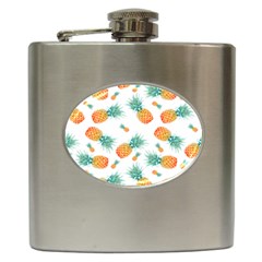 Pineapple Background Pattern Fruit Hip Flask (6 Oz) by Wegoenart