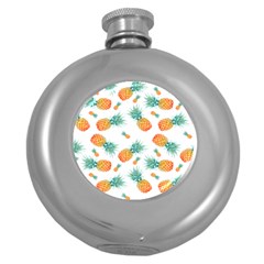 Pineapple Background Pattern Fruit Round Hip Flask (5 Oz) by Wegoenart