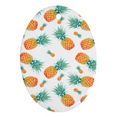 Pineapple Background Pattern Fruit Oval Ornament (two Sides) by Wegoenart