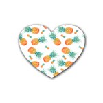 Pineapple Background Pattern Fruit Rubber Heart Coaster (4 pack) Front