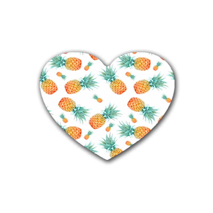 Pineapple Background Pattern Fruit Rubber Heart Coaster (4 pack)