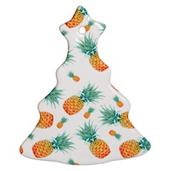 Pineapple Background Pattern Fruit Christmas Tree Ornament (two Sides) by Wegoenart