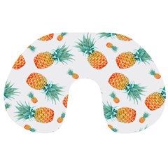 Pineapple Background Pattern Fruit Travel Neck Pillow by Wegoenart