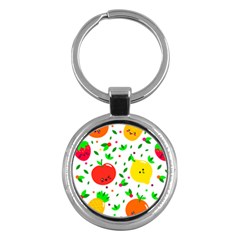 Pattern Fruit Fruits Orange Green Key Chain (round) by Wegoenart