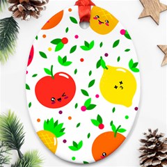 Pattern Fruit Fruits Orange Green Oval Ornament (two Sides) by Wegoenart