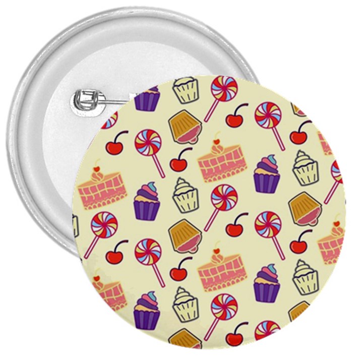 Cupcake Pattern Lollipop 3  Buttons