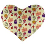 Cupcake Pattern Lollipop Large 19  Premium Flano Heart Shape Cushions Back