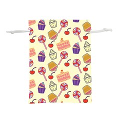 Cupcake Pattern Lollipop Lightweight Drawstring Pouch (l) by Wegoenart