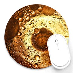 Olive Oil Bubbles Gold Oil Food Round Mousepads by Wegoenart