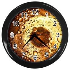 Olive Oil Bubbles Gold Oil Food Wall Clock (black) by Wegoenart