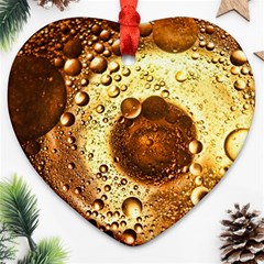 Olive Oil Bubbles Gold Oil Food Heart Ornament (two Sides) by Wegoenart