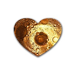 Olive Oil Bubbles Gold Oil Food Rubber Coaster (heart) by Wegoenart