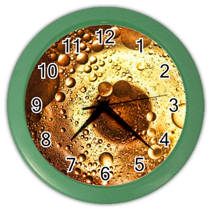 Olive Oil Bubbles Gold Oil Food Color Wall Clock