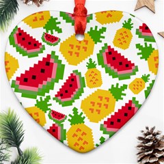 Watermelon Pattern Fruit Summer Ornament (Heart)