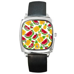 Watermelon Pattern Fruit Summer Square Metal Watch