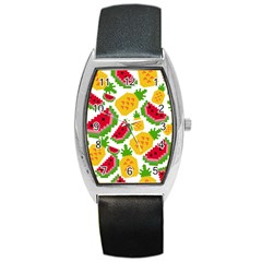 Watermelon Pattern Fruit Summer Barrel Style Metal Watch