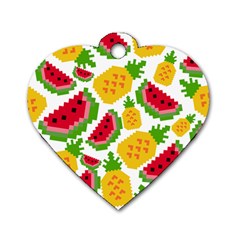 Watermelon Pattern Fruit Summer Dog Tag Heart (one Side) by Wegoenart