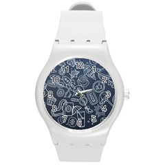 Internet Planet Drink Computer Round Plastic Sport Watch (m) by Wegoenart