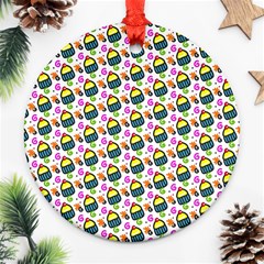 Sweet Dessert Food Cake Pattern Ornament (round) by Wegoenart