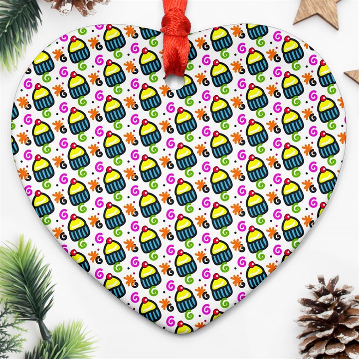 Sweet Dessert Food Cake Pattern Heart Ornament (Two Sides)