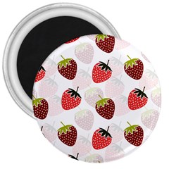 Strawberry Pattern Background 3  Magnets by Wegoenart