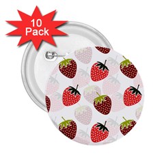 Strawberry Pattern Background 2 25  Buttons (10 Pack)  by Wegoenart