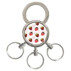 Strawberry Pattern Background 3-ring Key Chain by Wegoenart