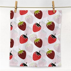 Strawberry Pattern Background Face Towel by Wegoenart