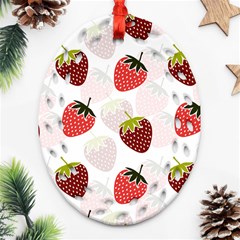 Strawberry Pattern Background Ornament (oval Filigree) by Wegoenart