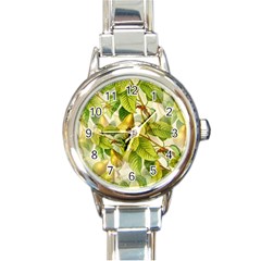 Pear Fruit Tree Organic Pattern Round Italian Charm Watch by Wegoenart