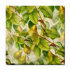 Pear Fruit Tree Organic Pattern Tile Coaster by Wegoenart