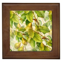 Pear Fruit Tree Organic Pattern Framed Tile by Wegoenart