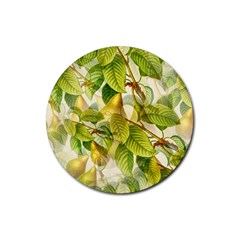 Pear Fruit Tree Organic Pattern Rubber Coaster (round) by Wegoenart