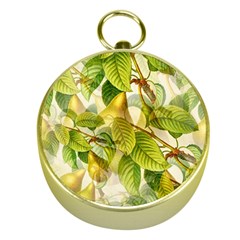 Pear Fruit Tree Organic Pattern Gold Compasses by Wegoenart