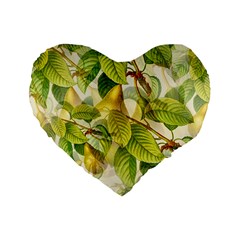 Pear Fruit Tree Organic Pattern Standard 16  Premium Flano Heart Shape Cushions by Wegoenart