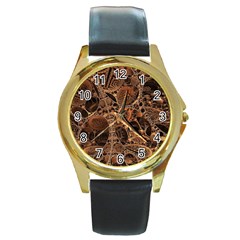 Fractal Render 3d Honeycomb Round Gold Metal Watch by Wegoenart