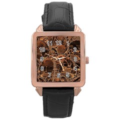 Fractal Render 3d Honeycomb Rose Gold Leather Watch  by Wegoenart