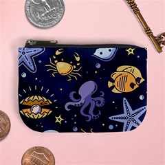 Marine-seamless-pattern-thin-line-memphis-style Mini Coin Purse by BangZart