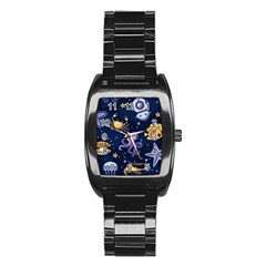 Marine-seamless-pattern-thin-line-memphis-style Stainless Steel Barrel Watch by BangZart