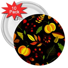 Pumpkin Fall Autumn October 3  Buttons (10 Pack)  by Wegoenart