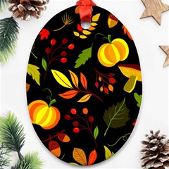 Pumpkin Fall Autumn October Oval Ornament (two Sides) by Wegoenart