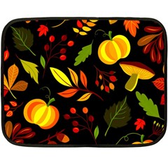 Pumpkin Fall Autumn October Fleece Blanket (mini) by Wegoenart