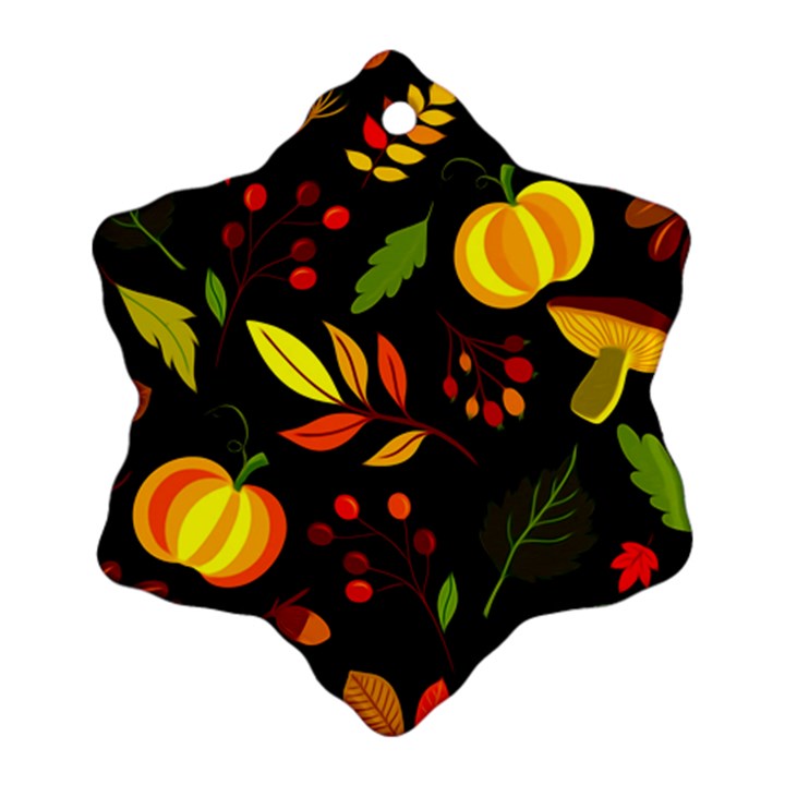 Pumpkin Fall Autumn October Snowflake Ornament (Two Sides)