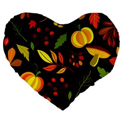 Pumpkin Fall Autumn October Large 19  Premium Flano Heart Shape Cushions by Wegoenart