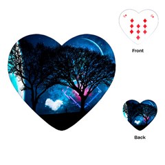 Tree Trees Surreal Universe Silhouette Playing Cards Single Design (heart) by Wegoenart