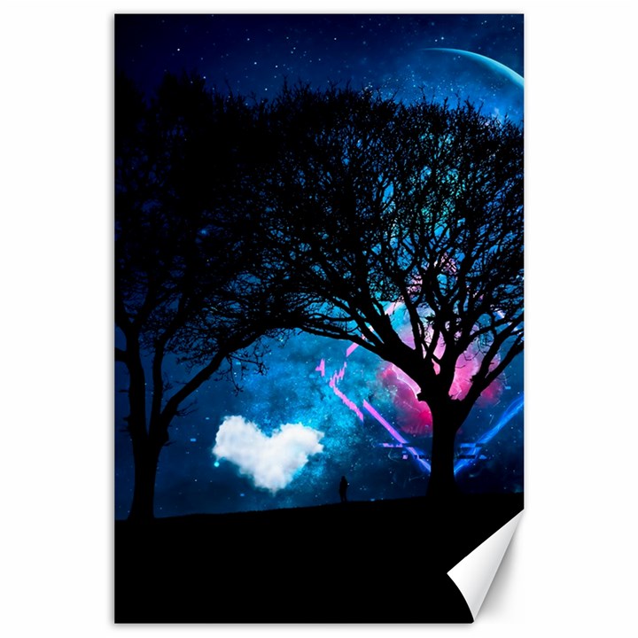 Tree Trees Surreal Universe Silhouette Canvas 24  x 36 