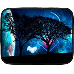 Tree Trees Surreal Universe Silhouette Double Sided Fleece Blanket (mini)  by Wegoenart