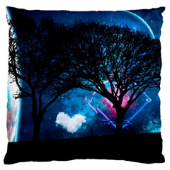 Tree Trees Surreal Universe Silhouette Large Cushion Case (two Sides) by Wegoenart