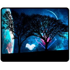 Tree Trees Surreal Universe Silhouette Double Sided Fleece Blanket (medium)  by Wegoenart