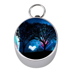 Tree Trees Surreal Universe Silhouette Mini Silver Compasses by Wegoenart